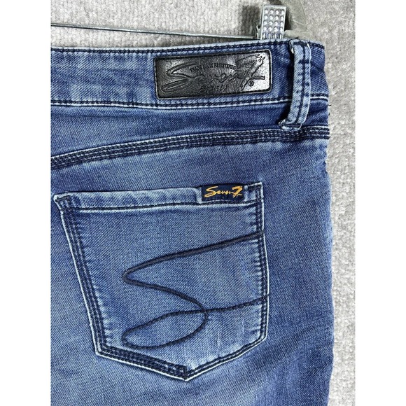 Seven7 Skinny Easy Fit Jeans Womens Size 12 Stretch Distressed Blue Denim - Picture 12 of 16